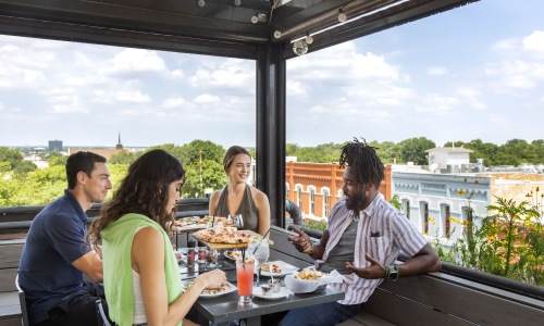 Group of people eating lunch